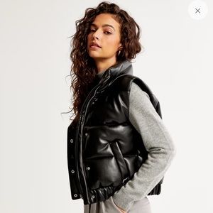Abercrombie & Fitch Vegan Leather Ultra Puffer Vest